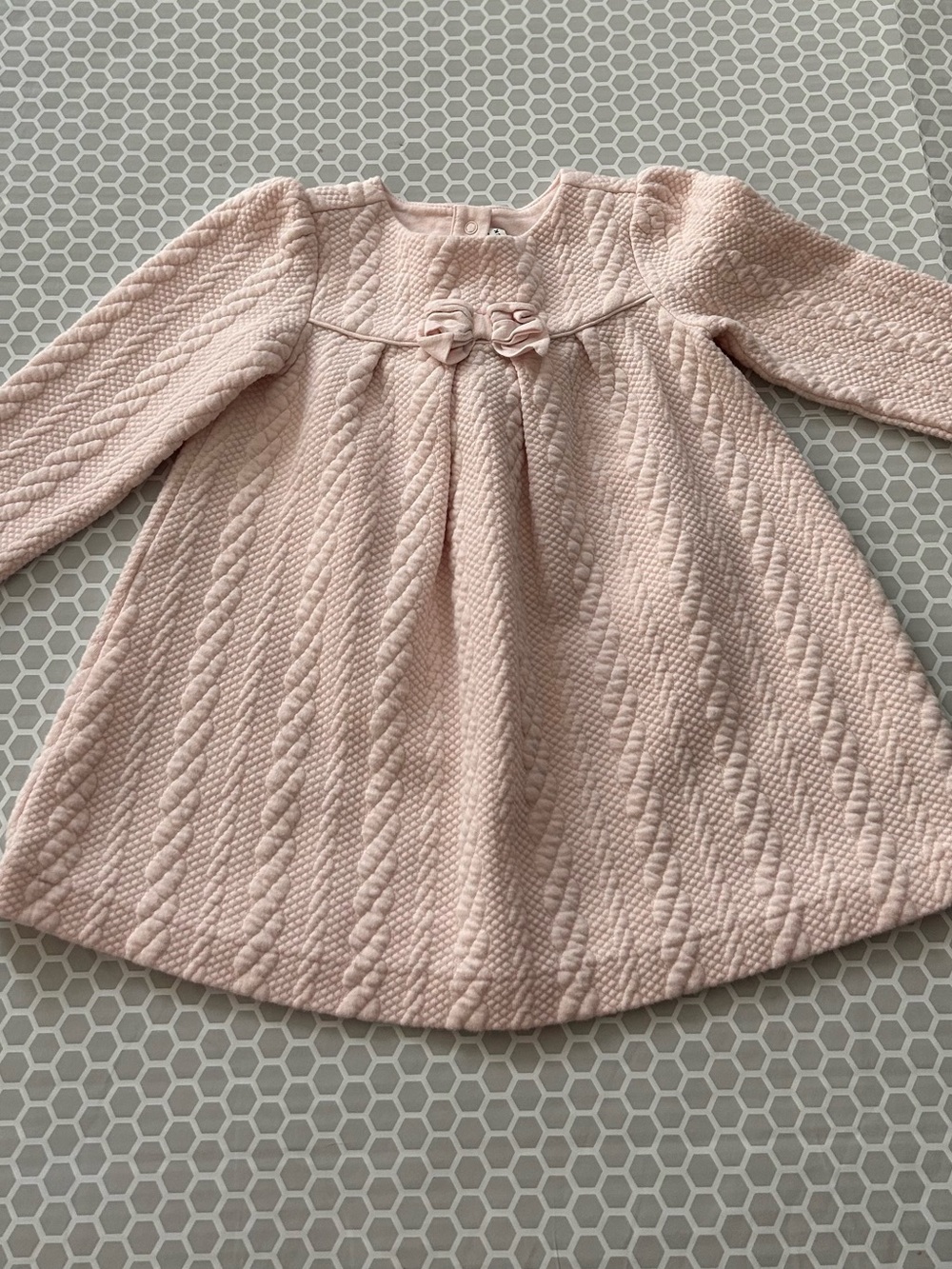 Janie and Jack Light Pink Cable-Knit Bow Front Dress. Size 18-24M